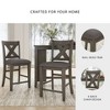 Set of 2 Caitbrook Upholstered Counter Height Barstools Dark Gray: X-Back, Acacia Legs, Polyester - Signature Design by Ashley - 4 of 4