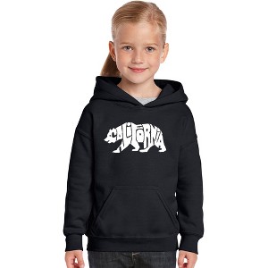 LA Pop Art Girl's Word Art Hooded Sweatshirt - California Bear - 1 of 4