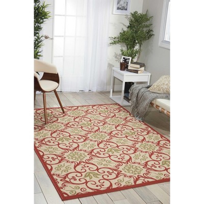 Ivory and Rust Reversible Synthetic 4' x 6' Area Rug