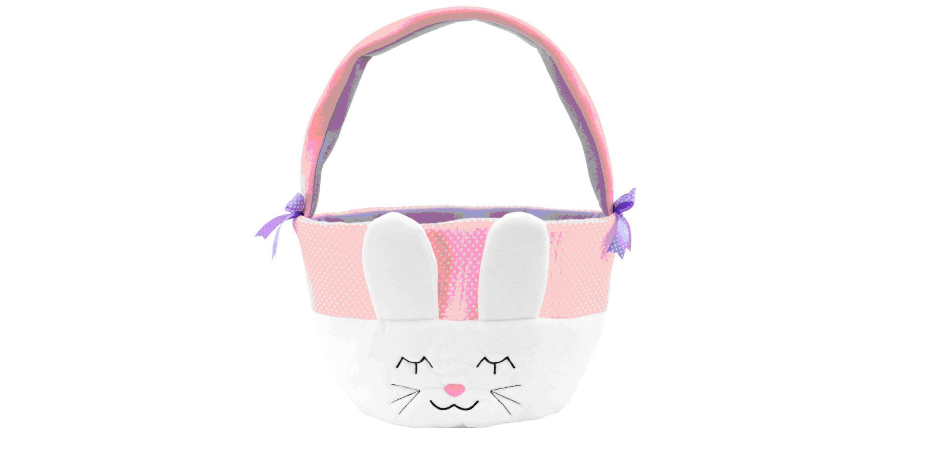 Plush Easter Bunny Baskets for Kids with Handles White Plushible