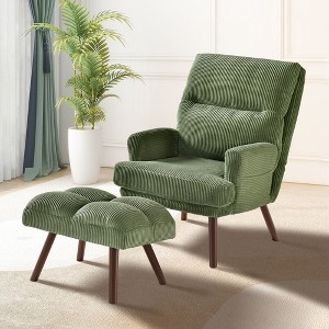 XIZZI Lazy Chair with Ottoman, Modern Large Accent Lounge Chair, Leisure Sofa Armchair Reading Chair with Footrest for Bedroom, Living Room, Dorm Room - 1 of 4
