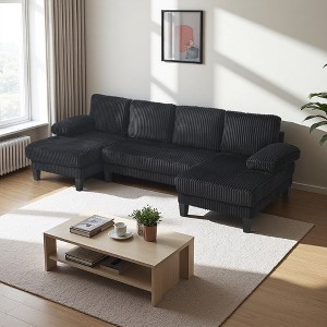 U-Shaped 4-Seater Velvet Sectional Sofa with Double Chaise - 1 of 4