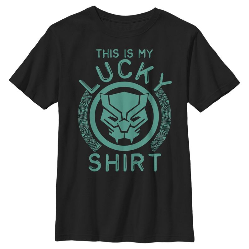 Boy's Marvel St. Patrick's Day Black Panther Lucky Shirt T-Shirt, 1 of 6
