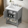 24" Modern Sleek Bathroom Vanity with Elegant Ceramic Sink,Solid Wood and MDF Bathroom Cabinet Frame with Open Bottom Shelf - Leovsnove - 2 of 4