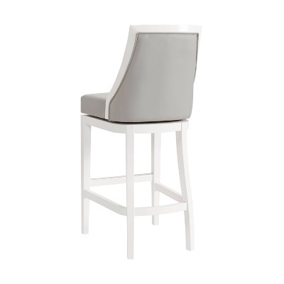 Ellie 22.5" White Rubberwood Swivel Bar Stool with Memory Return