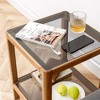 MAYEERTY Natural Oak Wood End Table with Tempered Glass for Living Room, Dinning Room, Bedroom - 2 of 4
