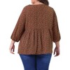 Agnes Orinda Women's Plus Size 3/4 Sleeve Square Neck Floral Peplum Babydoll Blouses - 4 of 4