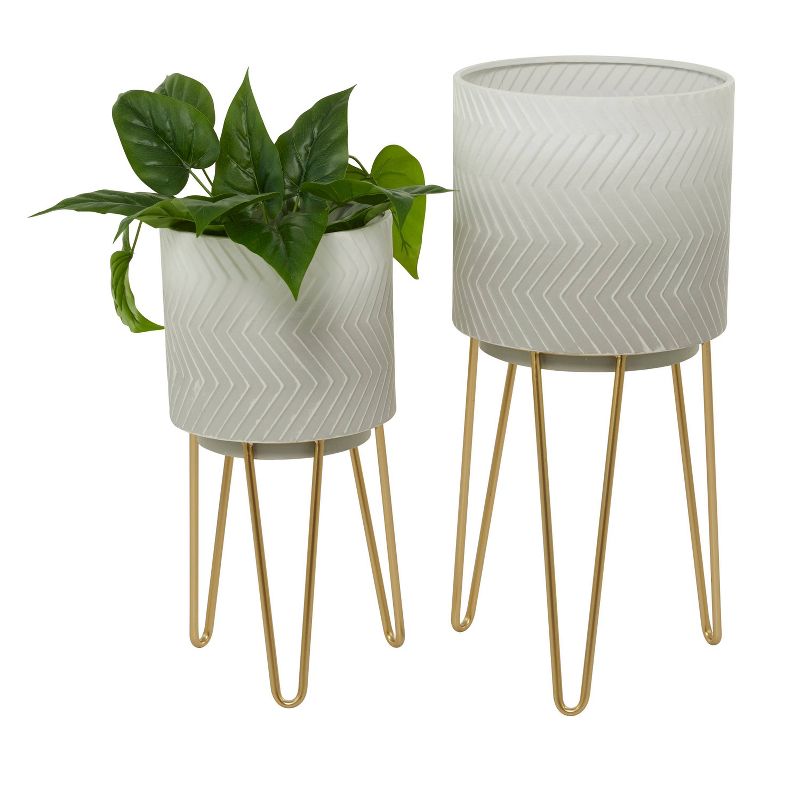 26&#34; Wide 2pc Planter Modern Metal Pots White - CosmoLiving by Cosmopolitan, 3 of 9