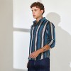 Campus Sutra Men Men's Navy Blue & Ash Grey Block-Striped Shirt - 3 of 4