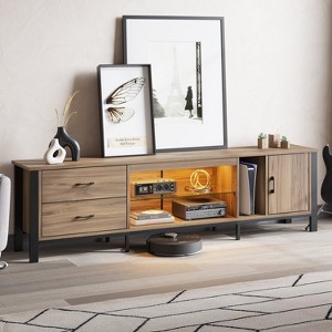 Bestier 80 Inch LED Gaming TV Stand with Glass Shelves - 1 of 4