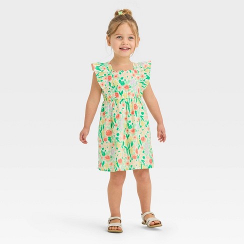 Toddler Girls' Floral Dress - Cat & Jack™ Cream 3t : Target