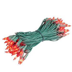 Novelty Lights RetroGlo® Ceramic Mini Lights 50 Light on Green Wire 25 Feet Long - 1 of 4