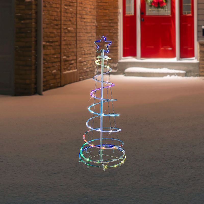 Northlight 4' LED Color Changing Multiple Function Outdoor Spiral Christmas Tree, 1 of 8