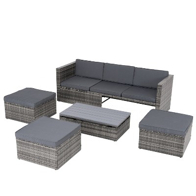GlasFlength Patio Seating Sets, Contemporary Outdoor Lounge Sets for Comfort, Transform Outdoor Space into a Stylish Scenery, Gray, 82.5"*27.5"*26.7"