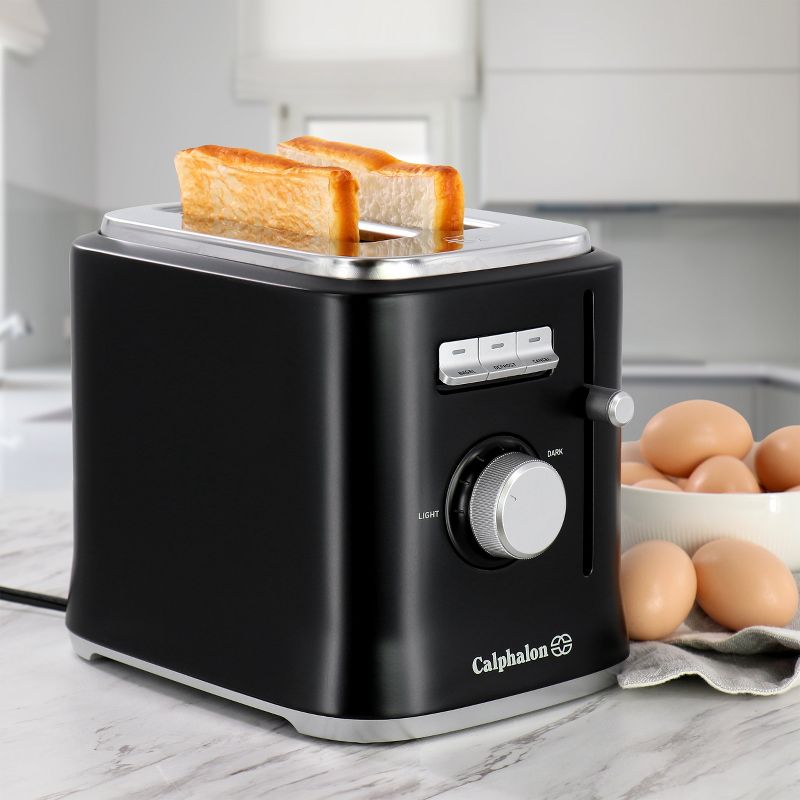 Calphalon Precision Control 2 Slice Toaster with 6 Shade Settings in Black, 2 of 9