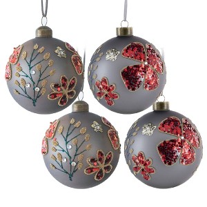 Whisen D3.9" Christmas Ball Ornaments, Glass Decorative Hanging Ball Christmas Tree Ornaments, Set of 6 - 1 of 4