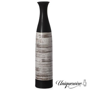 Uniquewise  Handcrafted Black and White Waterproof Ceramic Floor Vase - Neat Classic Bottle Shaped Vase, Freestanding Design - 1 of 4