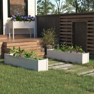 vidaXL 2-Piece Garden Raised Beds in White, Solid Pinewood Constructed, Ideal for Outdoors, Spacious Flower Boxes, Easy Assembly Required - 1 of 4