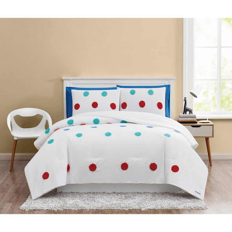 Full/Queen Crayola Fuzzy Dot Kids&#39; Comforter Set White, 4 of 8