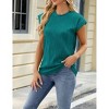 Women's Crewneck Ribbed Knit Top Casual Short Sleeve T-Shirt - 3 of 4