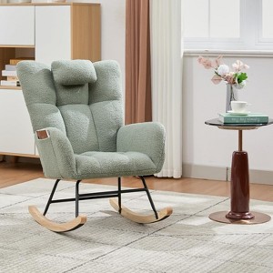 Rocking Chair Nursery Teddy, Upholstered Baby Fluffy Glider Rocker for Adults Small Spaces Indoor - 1 of 1