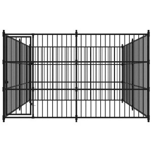 vidaXL Outdoor Dog Kennel Dog Crate Dog Puppy Cage for Garden Galvanized Steel - 1 of 4