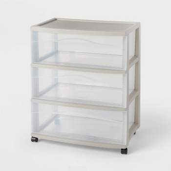 3 Drawer Wide Cart Gray - Brightroom™
