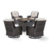 POCASSY Patio Furniture Set with 30" Propane Fire Pit Table, Patio Swivel Rocking Glider Chairs Set of 4 with PE Wicker and Square Firepit Table - 3 of 4