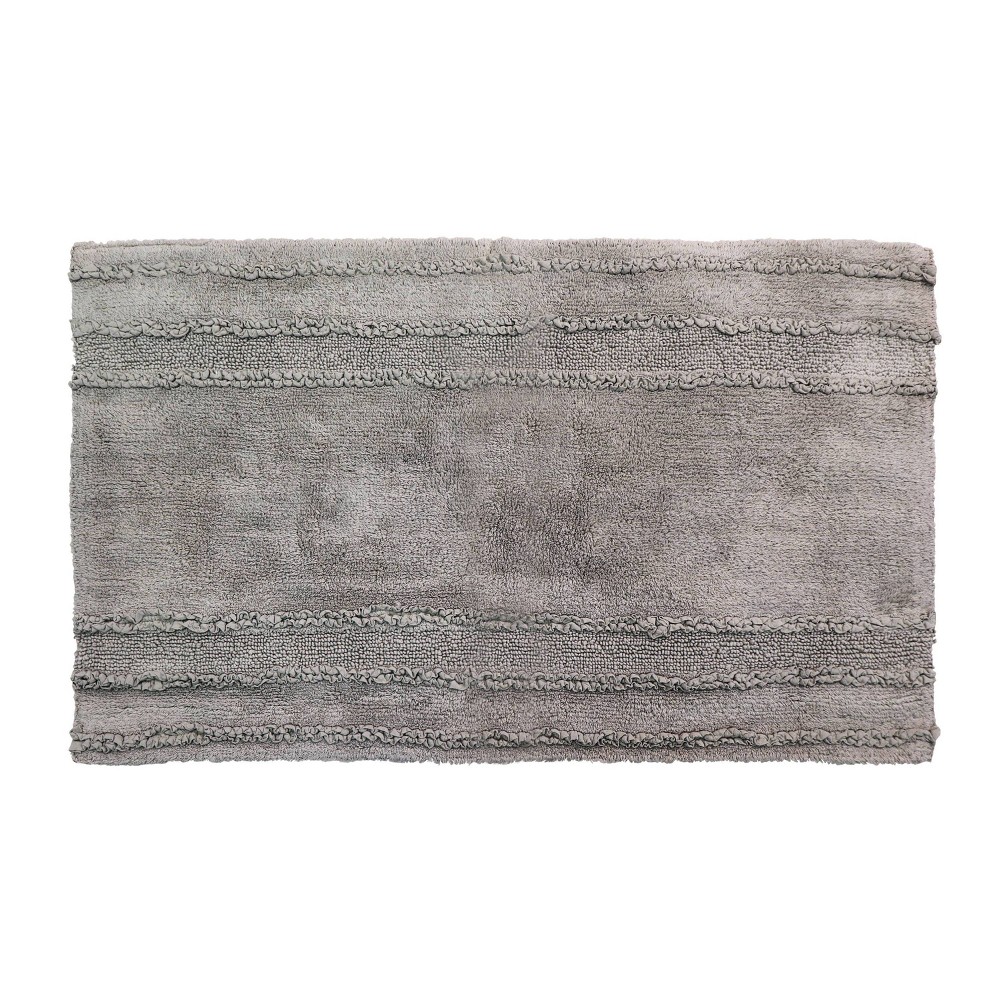 24inx40in Ruffle Border Collection 100% Cotton Bath Rug Gray - Better Trends