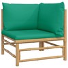 vidaXL Patio Corner Sofas with Green Cushions 2 pcs Bamboo - 4 of 4