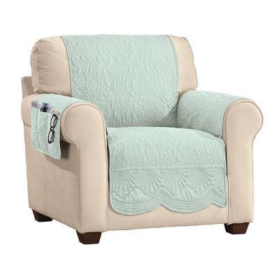 Seafoam Green Textured Shell Edge Chair Furniture Protector