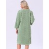 INSPIRE CHIC Women's Flannel Sleep One-Piece Dress Fuzzy Round Neck Soft Nightgowns with Pocket - 4 of 4