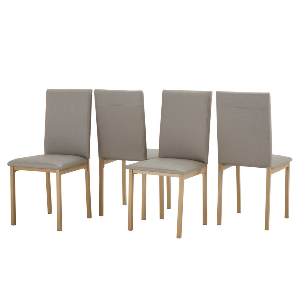 Set of 4 Devoe Metal Upholstered Dining Chairs Gray Faux Leather - Inspire Q: Plush Foam Seats, Spot Clean