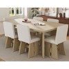 7 PCS Farmhouse Style Space-saving Dining Set, Dining Set with Wood Table and 6 Chairs, Rubber Wood Frame Chair with Cushions-Baofuwish - 3 of 4