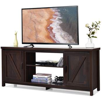 Costway 59'' TV Stand Media Console Center w/ Storage Cabinet for 65'' TV Natural\Black\Coffee