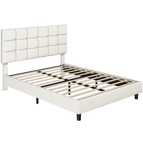 Yaheetech Queen Size Upholstered Bed Frame with 4 Drawers and Adjustable  Headboard, Faux Leather Platform Bed with Mattress Foundation Strong Wooden