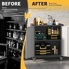 2 Doors High Garage Storage Cabinet with Wheels, Locking Steel Rolling Tools Chest with Handle, Metal Storage Cabinet with 1 Shelves for Home, Office - 4 of 4