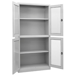 vidaXL Gray Office Cabinet - Steel and Tempered Glass- Scandinavian Style, Lockable with Adjustable Shelves, 35.4"x15.7"x70.9" - 1 of 4