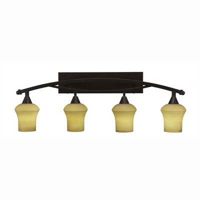 Toltec Lighting Bow 4 - Light Vanity in  Bronze with 5.5" Zilo Cayenne Linen  Shade