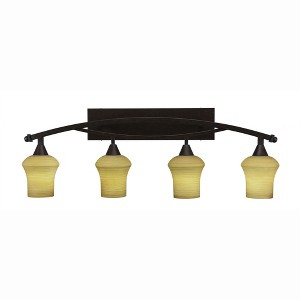 Toltec Lighting Bow 4 - Light Vanity in  Bronze with 5.5" Zilo Cayenne Linen  Shade - 1 of 1
