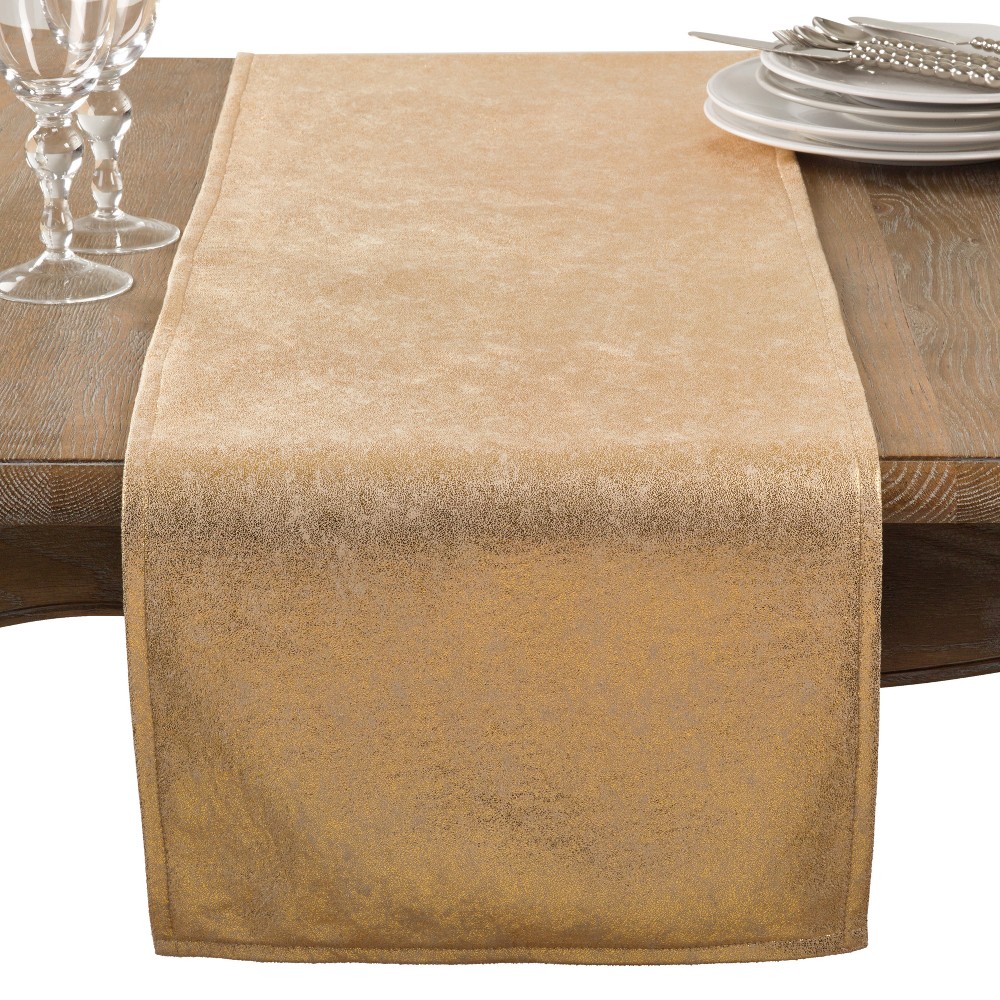 Photos - Tablecloth / Napkin Gold Shimmer Solid Table Runner - Saro Lifestyle