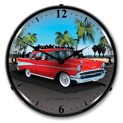 Collectable Sign & Clock | 1957 Chevy LED Wall Clock Retro/Vintage, Lighted