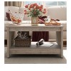 Farmhouse Square Coffee Table with Open Storage Compartment Wood Cocktail Table For Living Room Organizer Grey - 3 of 4