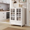 Maliang Minimalist Buffet Cabinet with Double Glass Doors and Drawer, for Living room, Dining Room - 4 of 4