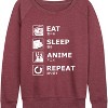 Women's - Instant Message - Eat Sleep Anime Repeat Lightweight French Terry Wide Neck Long Sleeve Graphic Shirt - 2 of 4