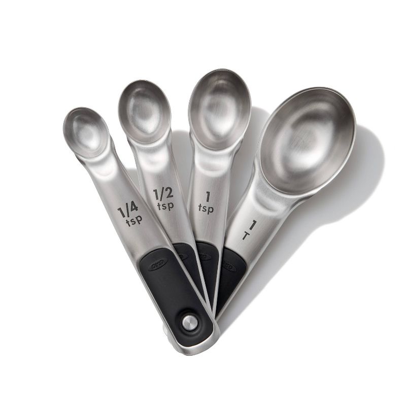 OXO 4pc Stainless Steel Magnetic Measuring Spoons Black, 2 of 6