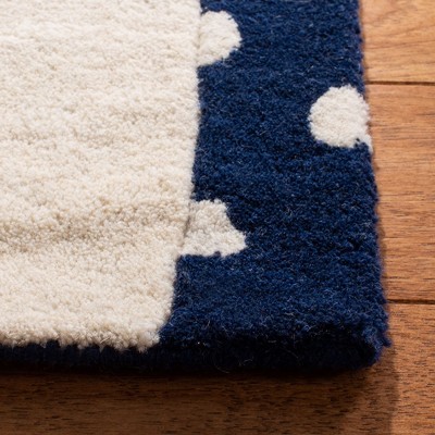 Navy and Ivory Bunny Hand-Tufted Wool Kids Rug 8' x 10'