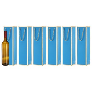 Unique Bargains Thick Kraft Paper Gold Edge Wine Gift Bags 13.7" x 3.7" x 3.5" 6 Pcs - 1 of 4