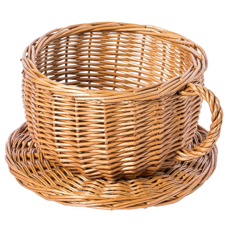 Vintiquewise Wicker Saucer Coffee Mug Cup Decorative Gift Basket Desk Organizer, 1 of 9