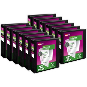 Avery Durable View 3 Ring Binders, 2 Inch Slant Rings, 530-Sheet Capacity, DuraHinge, 2.8 Inch Wide Spine, Customizable Clear Cover and Spine, Black - 1 of 4